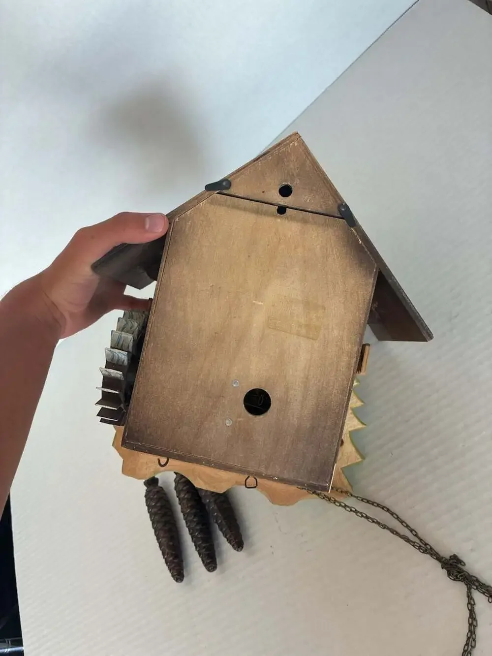 Black Forest-Style Mechanical Cuckoo Clock with Woodcutters and Water Wheel